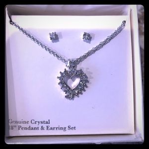 Silver and Crystal Earring & Necklace Set, NWOT